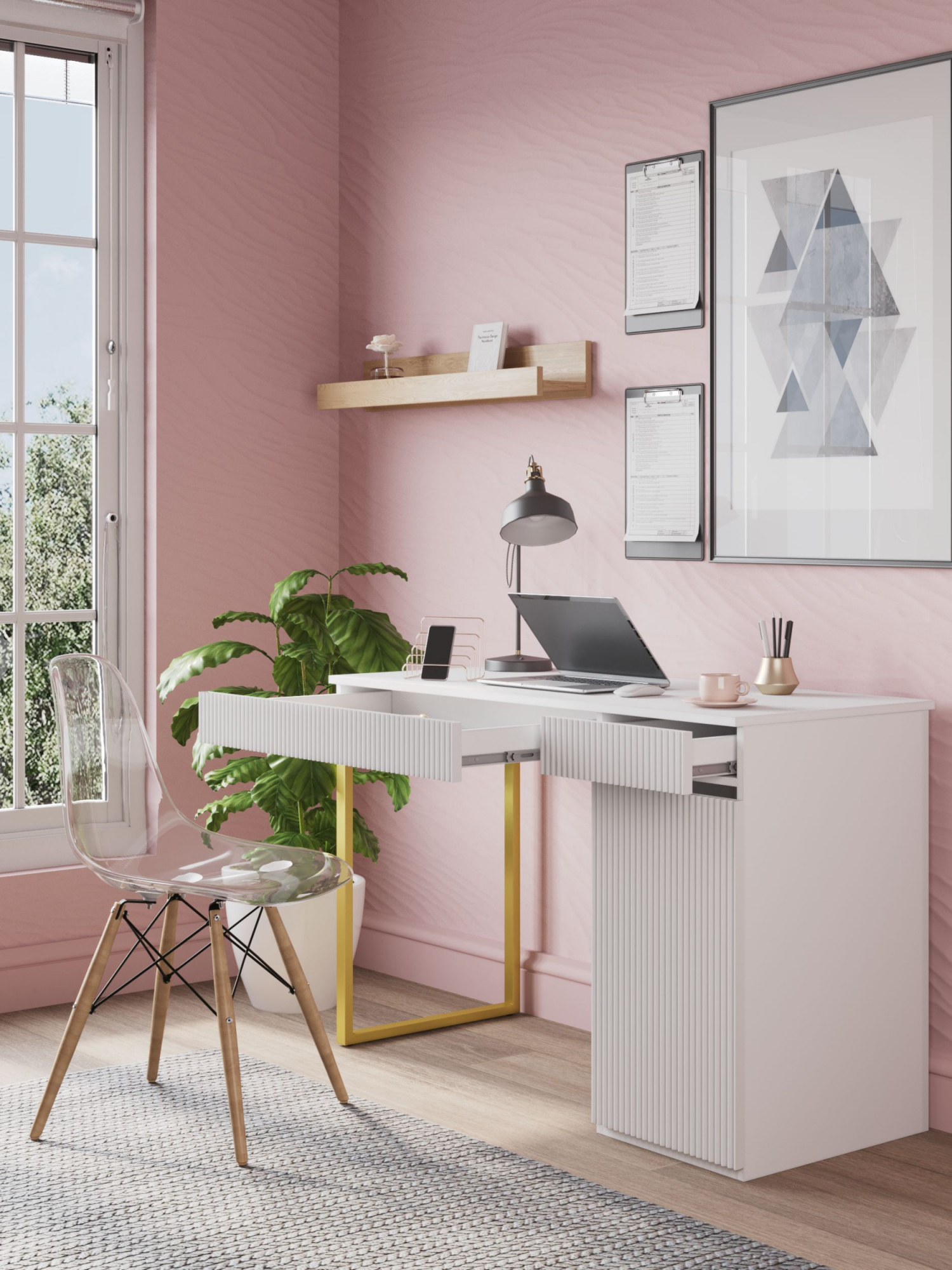 Письменный стол белый 115 см Joy_11+З, MARTASTORE
